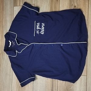 Kate Spade In Your Dreams Sleep Shirt Button Up sz Small Blue White